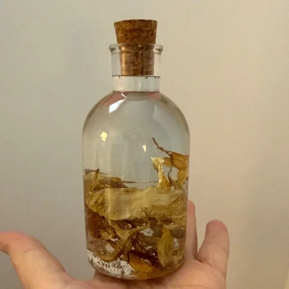 Unique Resin Decorative Bottle with Natural Dried Sunflower Petals - Picture 3 of 13